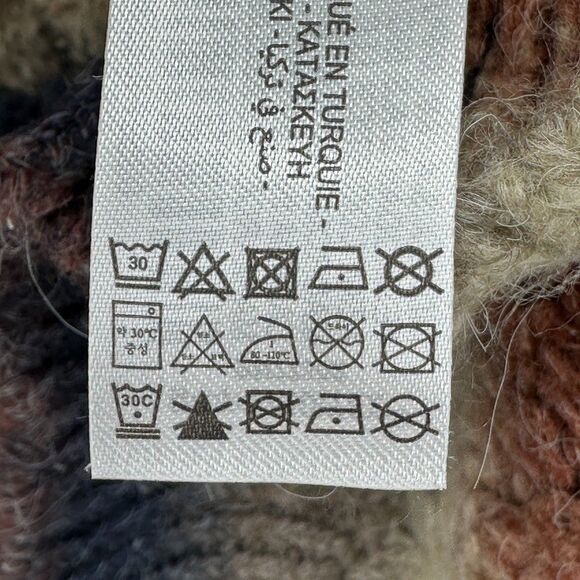 Zara Womens Cable Knit Sweater Size L Multicolor Stripes Soft Cozy Fisherman - Picture 4 of 9